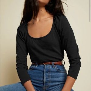 NATION cherry scoopneck tee - black NWT